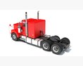 American Semi Truck With Flatbed Trailer 3D模型 clay render