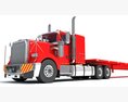 American Semi Truck With Flatbed Trailer 3d model dashboard