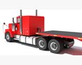 American Semi Truck With Flatbed Trailer 3D-Modell seats