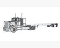 American Semi Truck With Flatbed Trailer 3D модель