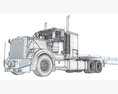 American Semi Truck With Flatbed Trailer 3D модель