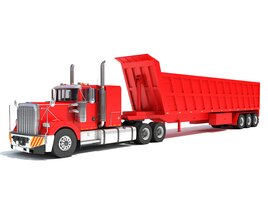 American Truck With Tipper Trailer 3D model