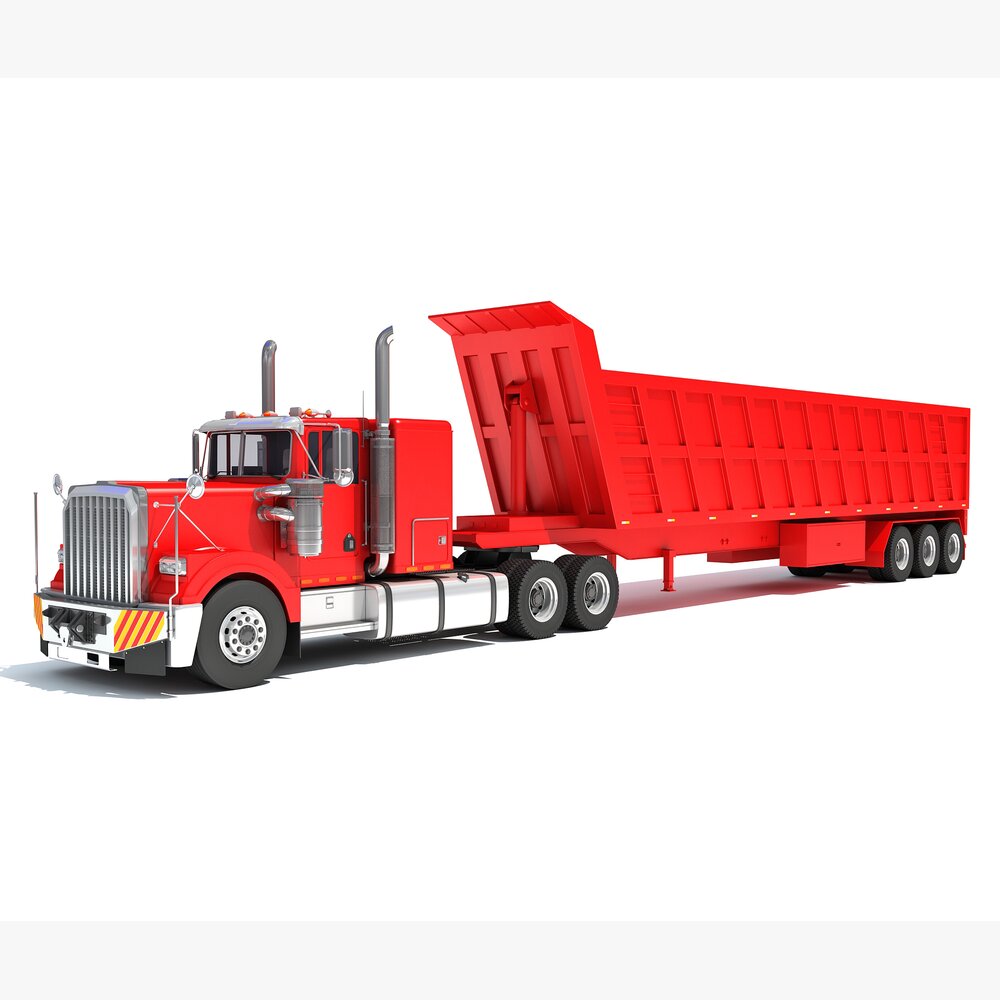 American Truck With Tipper Trailer 3Dモデル