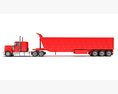 American Truck With Tipper Trailer 3Dモデル 後ろ姿