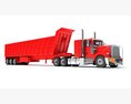 American Truck With Tipper Trailer 3D 모델  top view