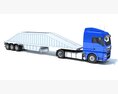 Blue Semi-Truck With Bottom Dump Trailer Modelo 3D