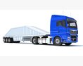Blue Semi-Truck With Bottom Dump Trailer 3D-Modell Draufsicht