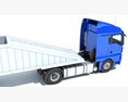 Blue Semi-Truck With Bottom Dump Trailer 3Dモデル