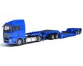 Blue Truck With Lowboy Trailer Modèle 3d