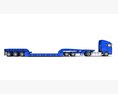 Blue Truck With Lowboy Trailer 3D模型