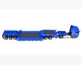 Blue Truck With Lowboy Trailer 3Dモデル