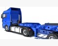 Blue Truck With Lowboy Trailer Modello 3D dashboard