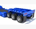 Blue Truck With Lowboy Trailer 3Dモデル