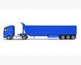 Blue Truck With Tipper Trailer 3Dモデル 後ろ姿