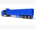 Blue Truck With Tipper Trailer 3Dモデル wire render
