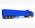Blue Truck With Tipper Trailer 3D-Modell Seitenansicht