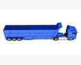 Blue Truck With Tipper Trailer 3D 모델 