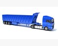 Blue Truck With Tipper Trailer Modèle 3d
