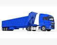 Blue Truck With Tipper Trailer 3D 모델  top view