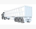 Blue Truck With Tipper Trailer 3Dモデル