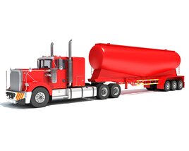Classic American Truck With Tank Trailer Modèle 3D