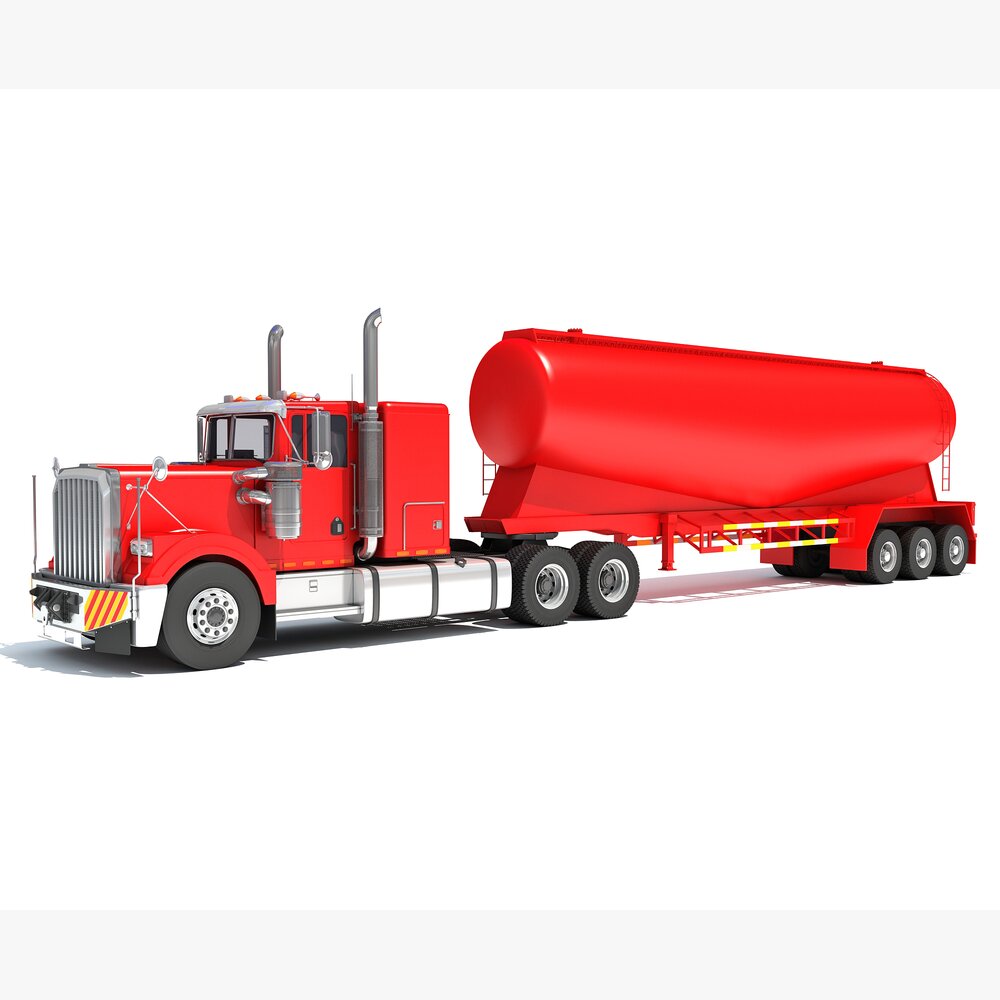 Classic American Truck With Tank Trailer Modèle 3D