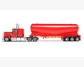 Classic American Truck With Tank Trailer 3D 모델  back view
