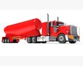 Classic American Truck With Tank Trailer 3D 모델  top view