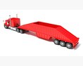 Classic Semi-Truck With Tri-Axle Bottom Dump Trailer 3D 모델  wire render