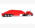 Classic Semi-Truck With Tri-Axle Bottom Dump Trailer 3D模型 侧视图