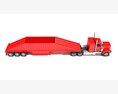 Classic Semi-Truck With Tri-Axle Bottom Dump Trailer 3D模型