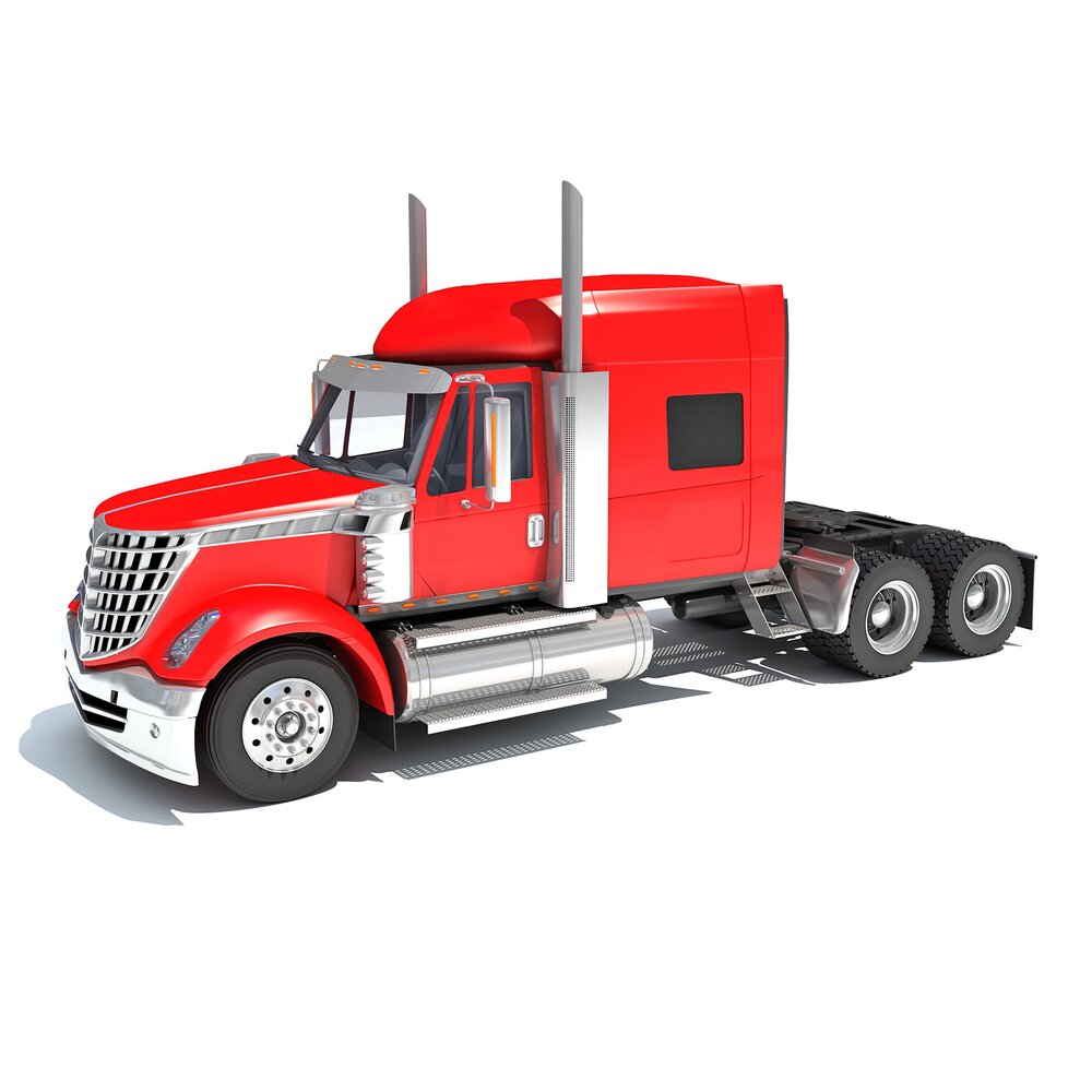 Long-Haul Tractor Truck With Sleeper Cab 3D 모델 