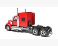 Long-Haul Tractor Truck With Sleeper Cab 3D модель wire render