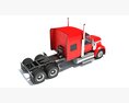 Long-Haul Tractor Truck With Sleeper Cab 3D模型 侧视图