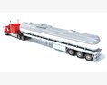 Red Cab Truck With Tank Semitrailer 3D 모델  wire render