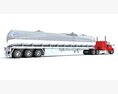 Red Cab Truck With Tank Semitrailer 3D 모델  side view