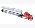 Red Cab Truck With Tank Semitrailer 3D-Modell