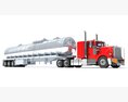 Red Cab Truck With Tank Semitrailer 3D 모델  top view