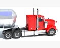 Red Cab Truck With Tank Semitrailer Modello 3D