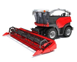 Red Combine Harvester Modello 3D