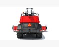Red Combine Harvester With Corn Header 3D 모델  side view