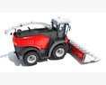 Red Combine Harvester With Corn Header 3d model