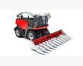 Red Combine Harvester With Corn Header 3d model front view
