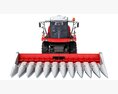 Red Combine Harvester With Corn Header 3D-Modell clay render