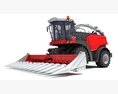 Red Combine Harvester With Corn Header 3D 모델 
