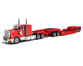 Red Semi Truck With Lowbed Trailer 3d model