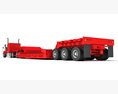 Red Semi Truck With Lowbed Trailer 3D模型