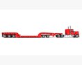 Red Semi Truck With Lowbed Trailer 3D модель