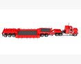 Red Semi Truck With Lowbed Trailer 3D 모델 