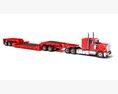 Red Semi Truck With Lowbed Trailer Modèle 3d
